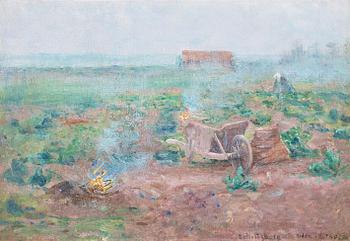 542. Anshelm Schultzberg, French farmyard scene, Etaples.