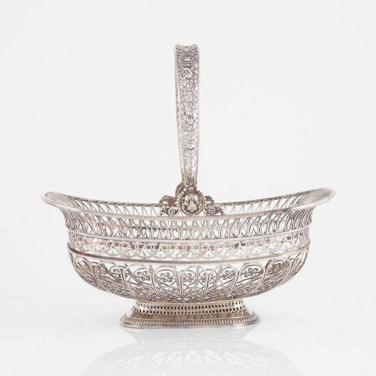 Bread basket, silver, possibly Hanau, Germany. Turn of the 20th century.