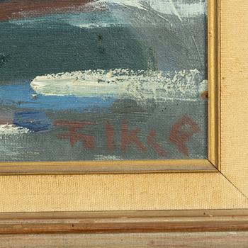 Folke Persson, Harbour scene, winter.