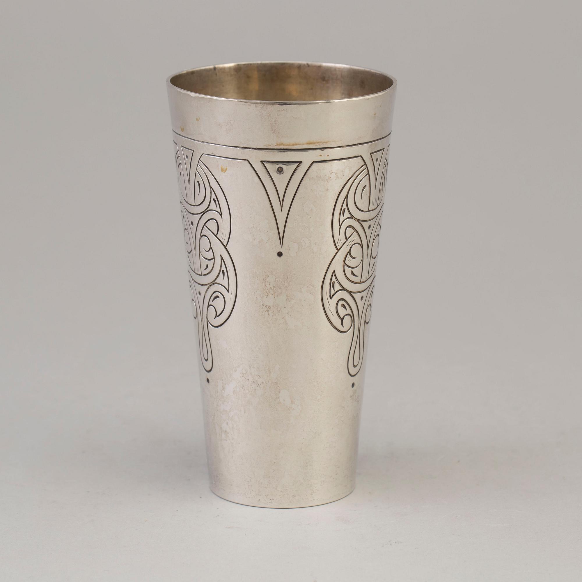 A Danish Art Noveau silver beaker maker's mark Carl J. S. Møinichen, Copenhagen, Denmark 1904.