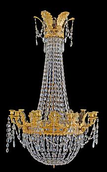 38. An Empire-style 19th century ten-light chandelier.