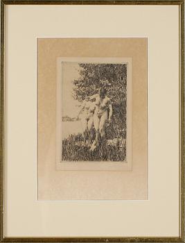 ANDERS ZORN, etsning, signerad och otydligt daterad i plåten 1917.