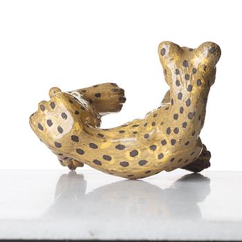 Vicke Lindstrand, a ceramic sculpture of a cheetah, Upsala-Ekeby, Sweden, model 3003.