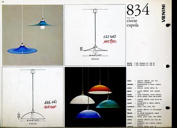 Venini, two 'Cinese' pendant lamps, model no. 834, by Studio Venini Italy, 1960s.