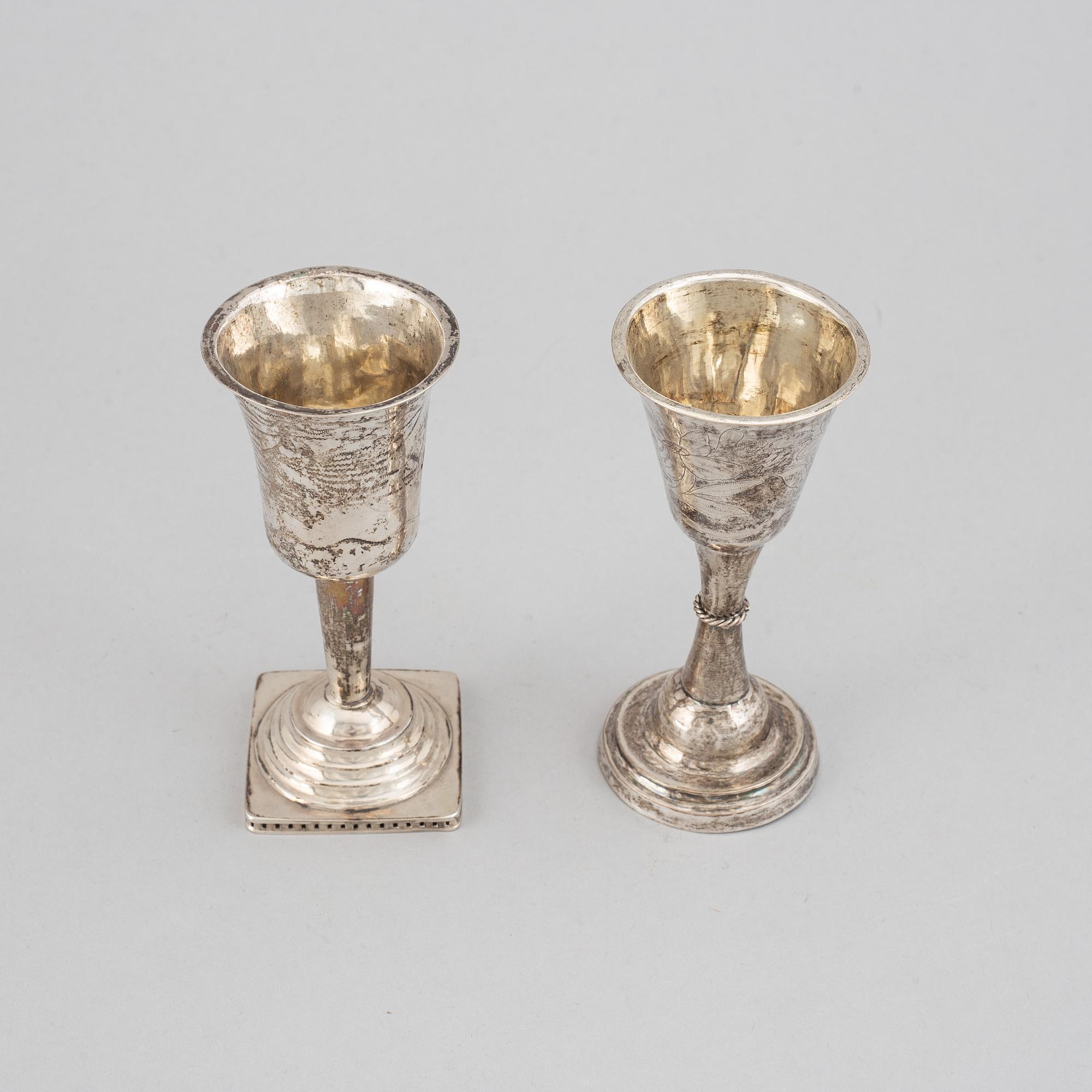 Two silver cups, including Anders Bäck, Alingsås 1840.