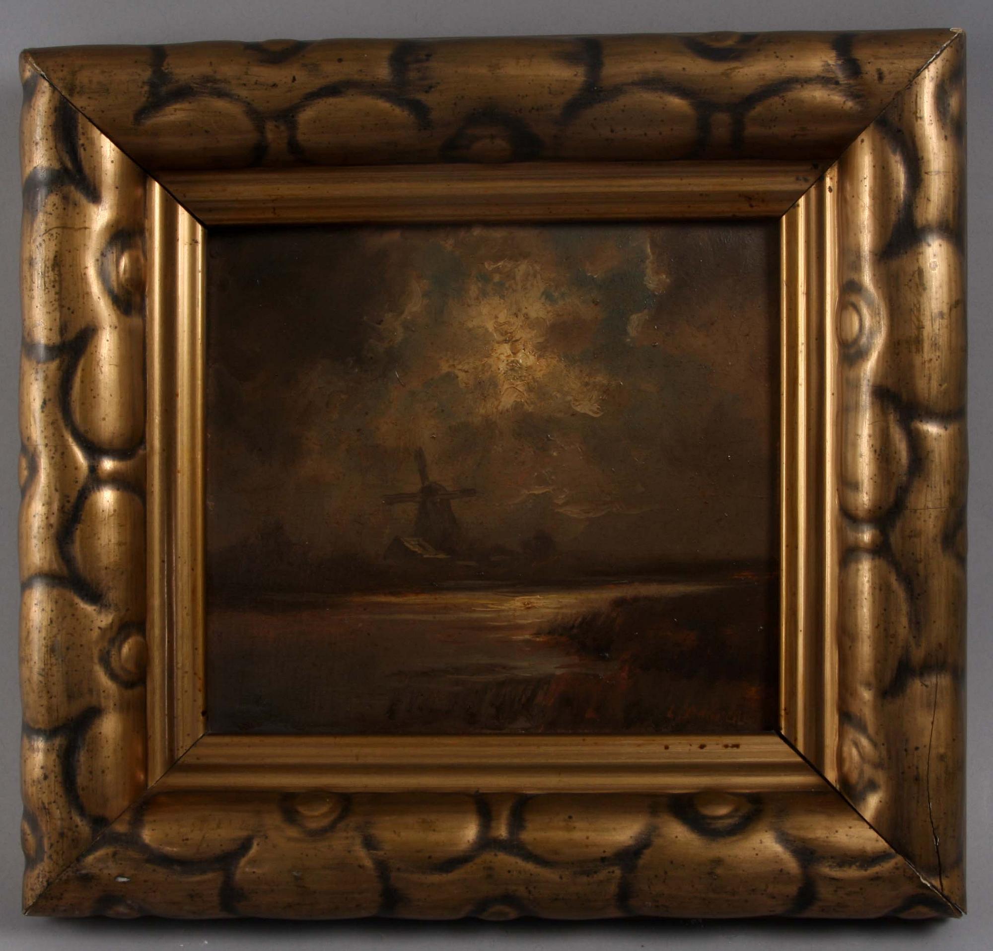 OKÄND KONSTNÄR, olja på pannå, bär sign.