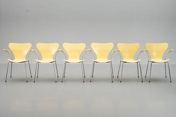 KARMSTOLAR, 6 st, "Sjuan", Arne Jacobsen för Fritz Hansen.