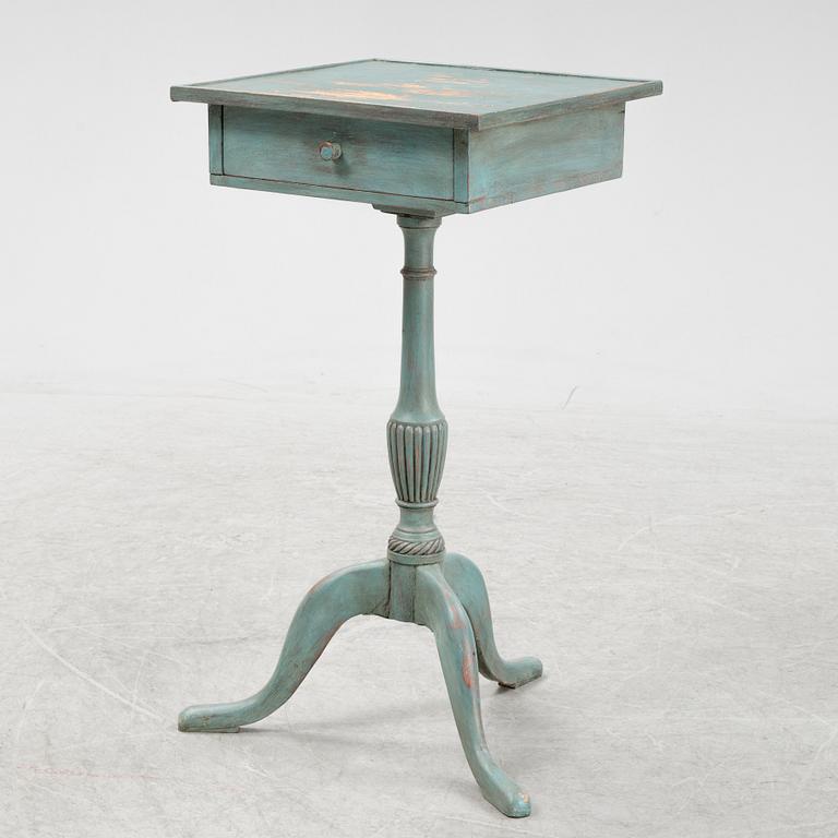 A painted late Gustavian style table with a drawer.