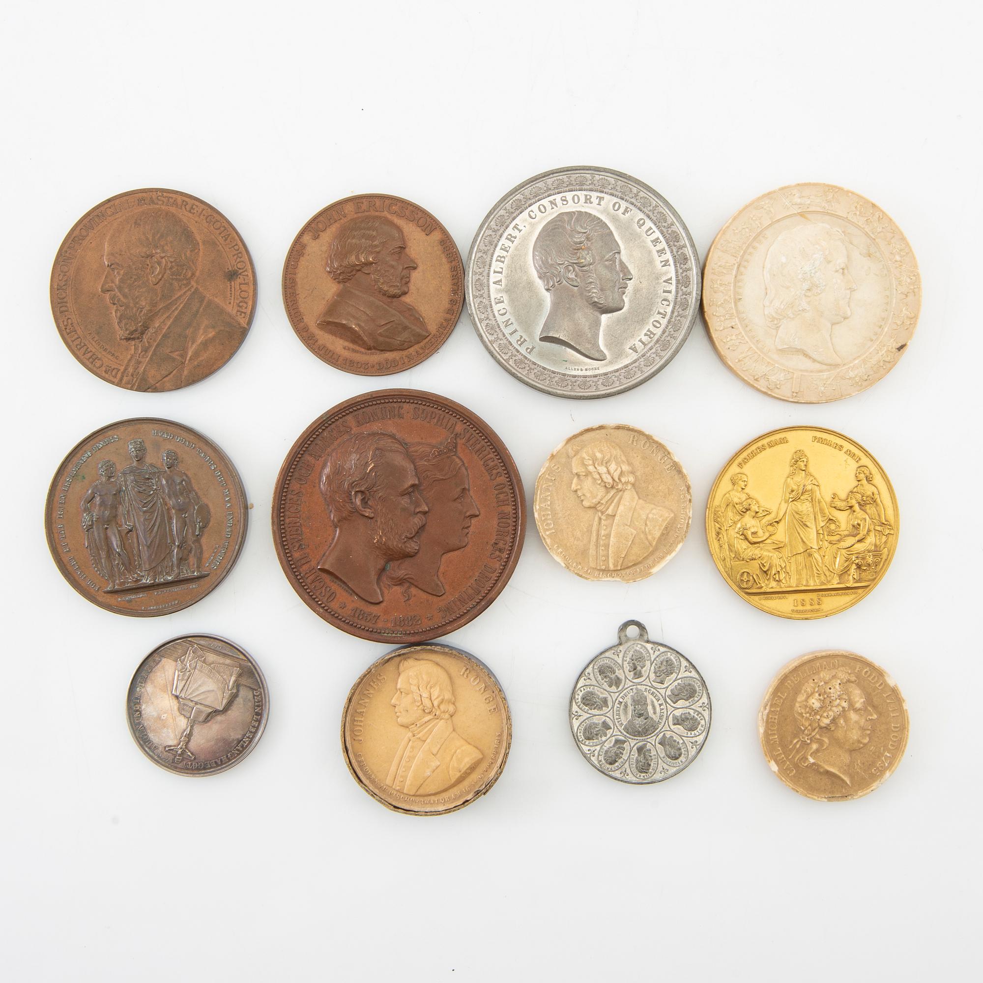 Commemorative medals 12 pcs late 19th century.