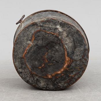 A 19th century copper cauldron.