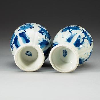 Two blue and white vases, Qing dynasty, Kangxi (1662-1722).