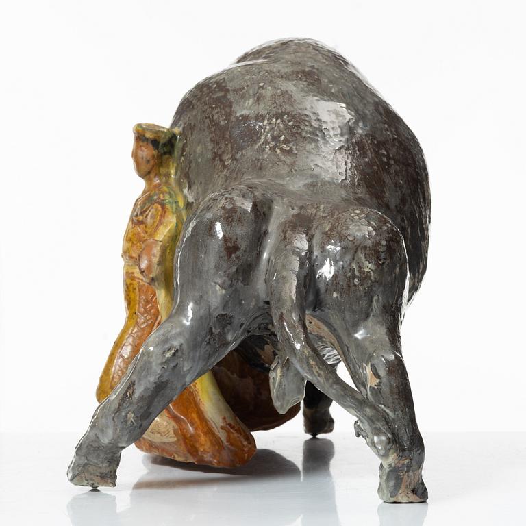 Allan Ebeling, a glazed ceramic sculpture of a bullfighter, Torshälla 1957.
