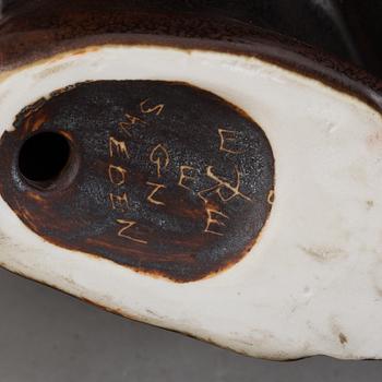 GUNNAR NYLUND, two stoneware sculptures of a bear and a baby bear, Rörstrand, Sweden.