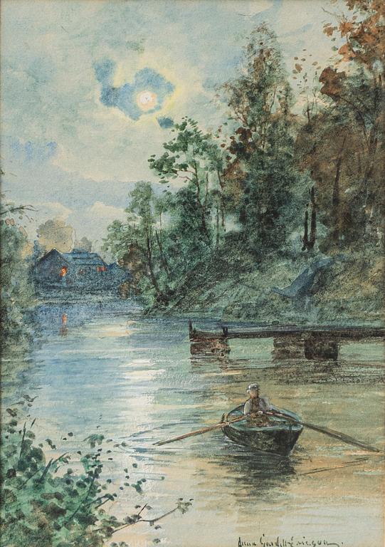 Anna Gardell-Ericson, Rowboat in moonlight.