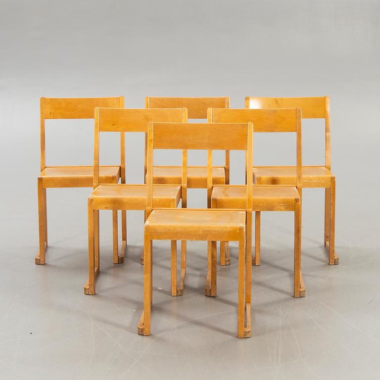 Sven Markelius, chairs, 6 pcs, "Orchestra chair", mid-20th century.