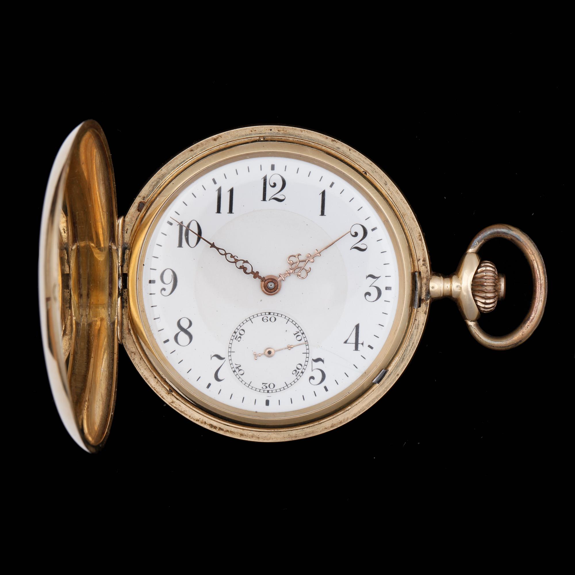 FICKUR, savonett, 18k guld. 1900-talets första hälft. Vikt 94,9g.