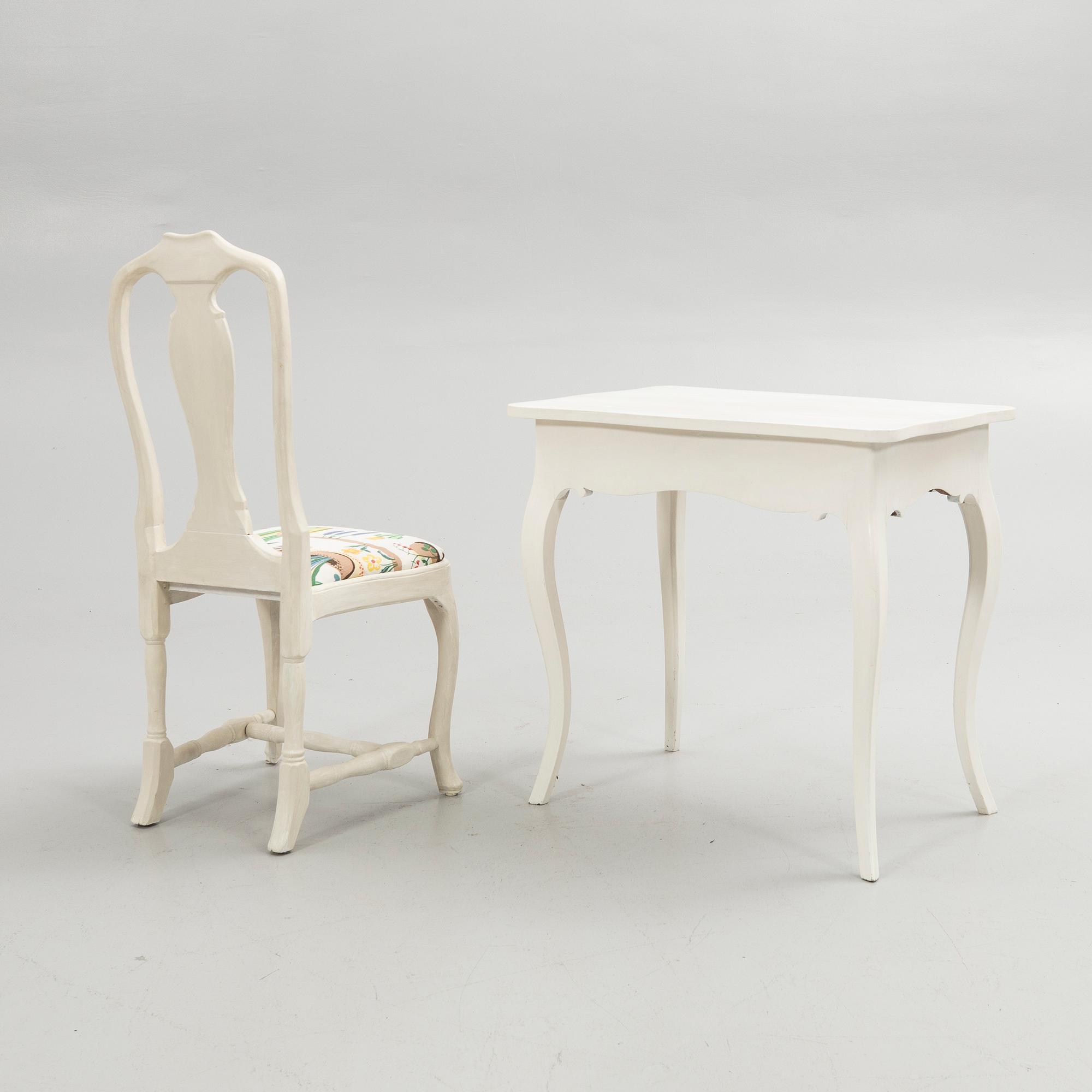 Ladies' writing desk with chair, Rococo style.