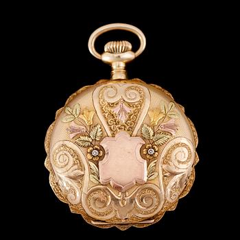 FICKUR, 14 k, flerfärgat guld, Elgin, sekelskiftet 1900. Total vikt ca 52 g.