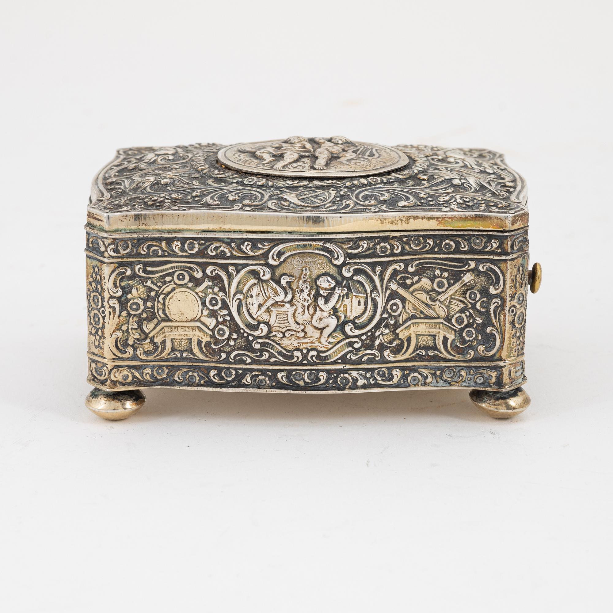 A silver music box, Germany, first half of the 20th century.
