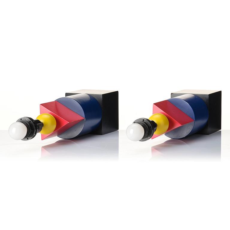 Olle Anderson, a pair of "Mondrian" table lamps, Belysia AB, Sweden, 1980s.