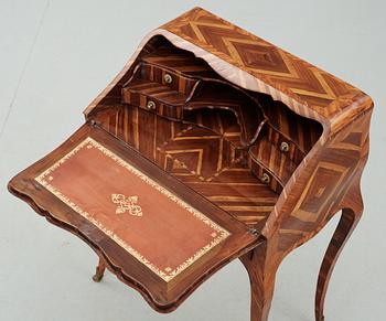 A Louis XV middle 18th Century bureau de pente by Jean-Pierre Latz, signed underneath two times "I P LATZ".