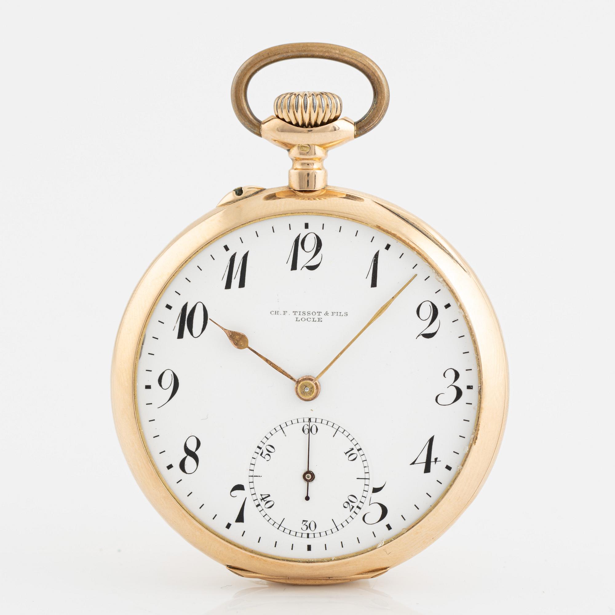 CH. F. Tissot & Fils, pocketwatch, 14K gold, 50,5 mm.