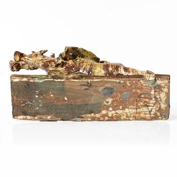 Allan Ebeling, skulptur, glaserad keramik, i form av ursprungsamerikan till häst, Torshälla 1935.