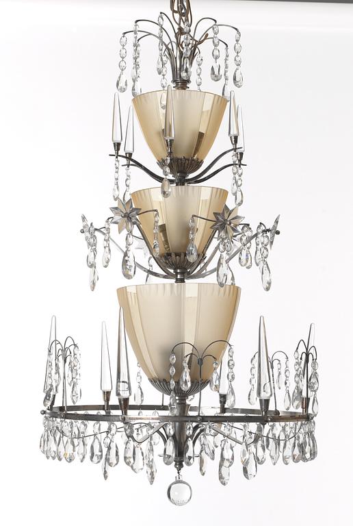 A chandelier attributed to Edward Hald, Sweden 1920's.