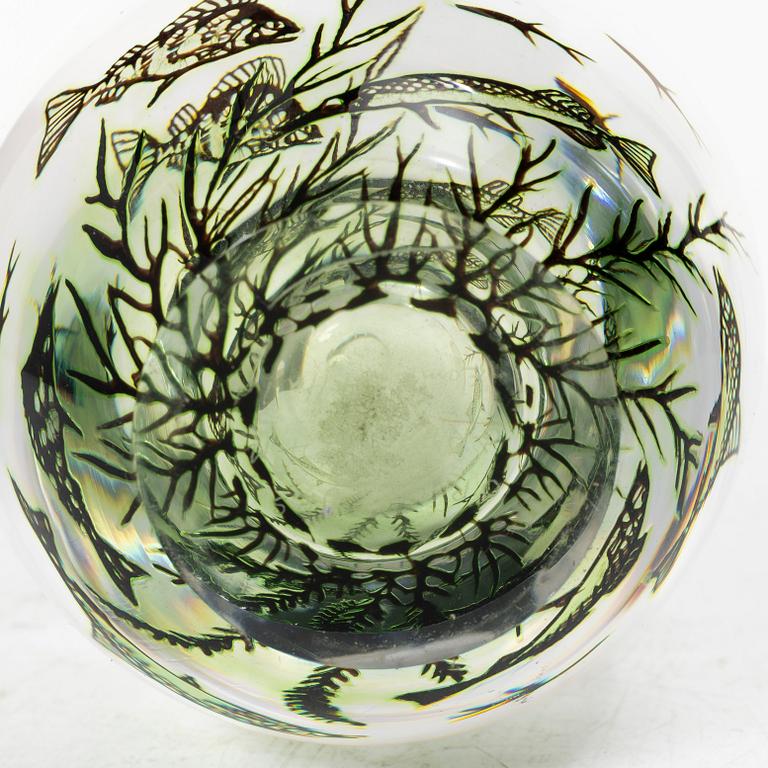 Edward Hald, A 'fiskgraal' glass vase, Orrefors, Sweden, 1957.