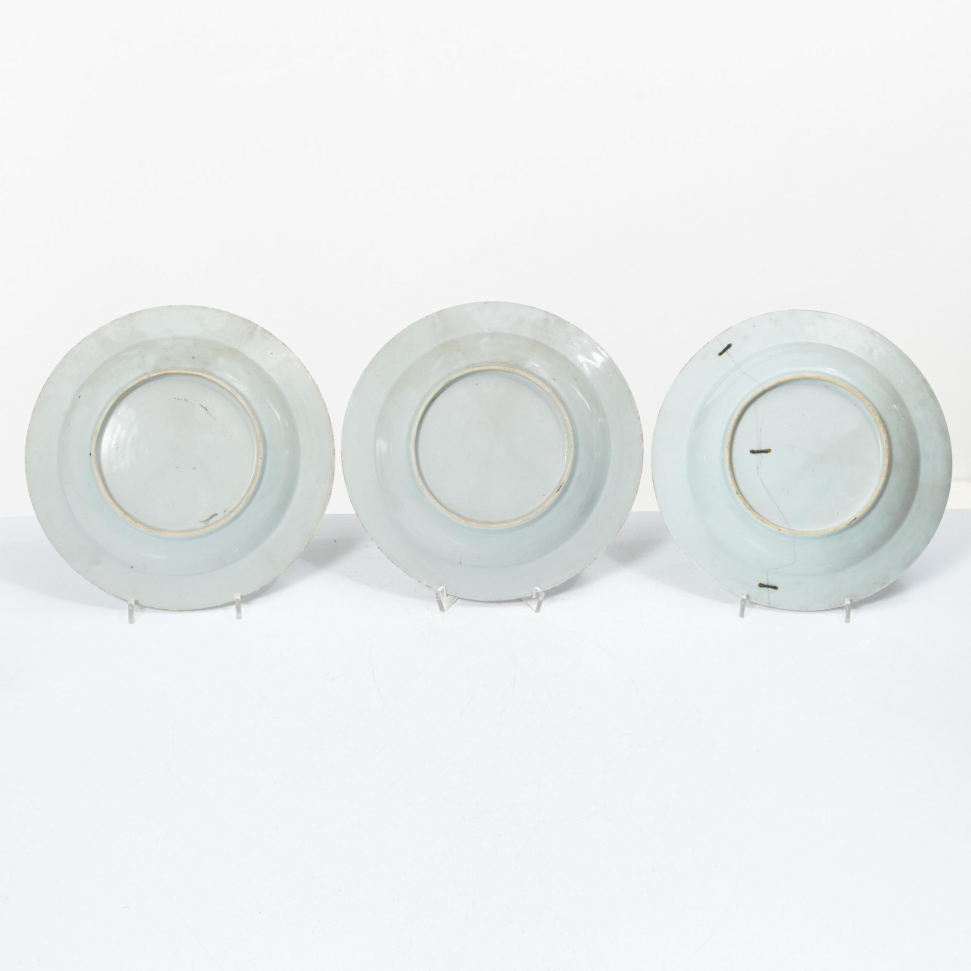 Nine blue and white porcelain plates, China, Qianlong (1736-95).