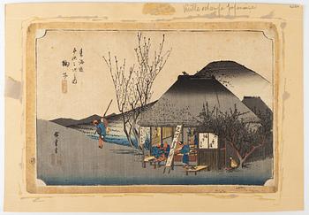 Utagawa Hiroshige II, after, seven woodblock prints.