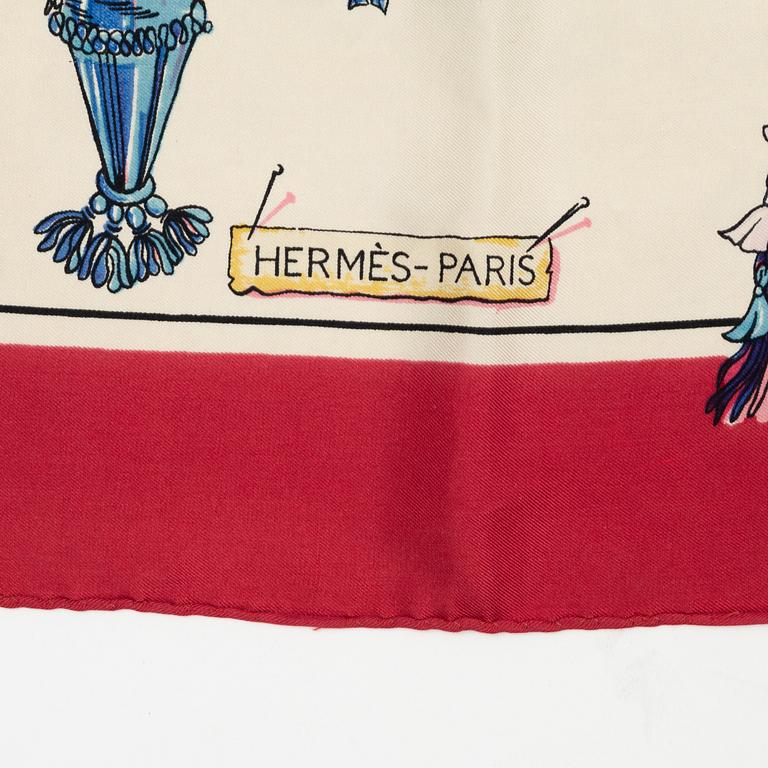 Hermès, scarves, 2 st samt knotting cards.