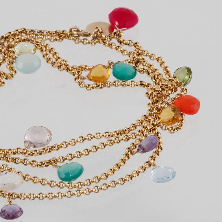 HALSBAND, doublé med 19 olikfärgade briloletteslipade stenar, Sophie by Sophie. Vikt 27,3 gram.