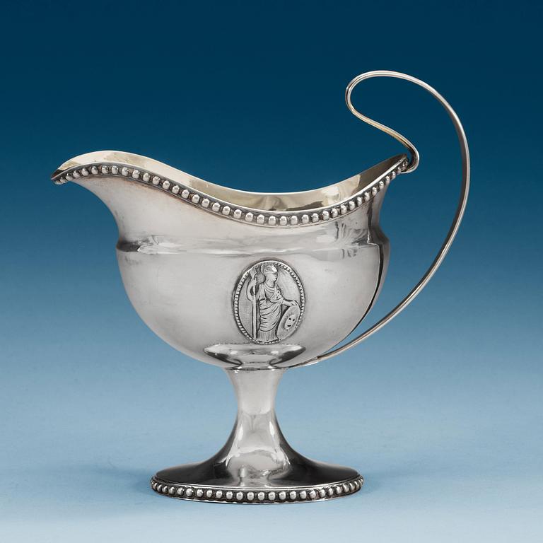 A Swedish 18th century parcel-gilt cream-jug, makers mark of Anders Fredrik Weise, Stockholm 1794.