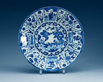 1658. A blue and white charger, Ming dynasty, Wanli (1572-1620).