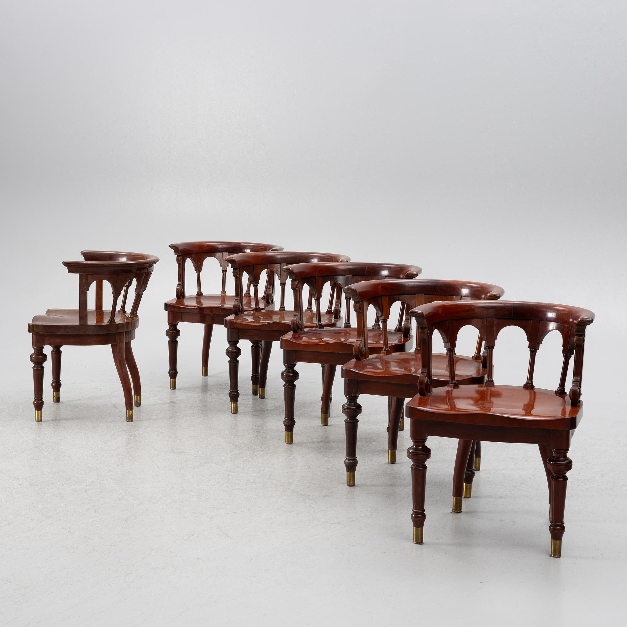Six chairs, Nils Löfmark, Gothenburg, early 20th century.