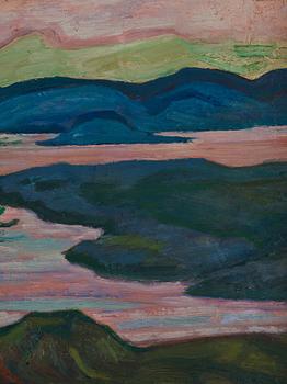 Helmer Osslund, Crimson skies, scene from the High Coast in the north of Sweden.