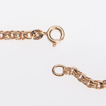 HÄNGSMYCKE, 18K guld, 8 cabochonslipade krysopraser.