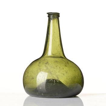 A green glass bottle, possibly Henrikstorps glass manufactory, 18th century.