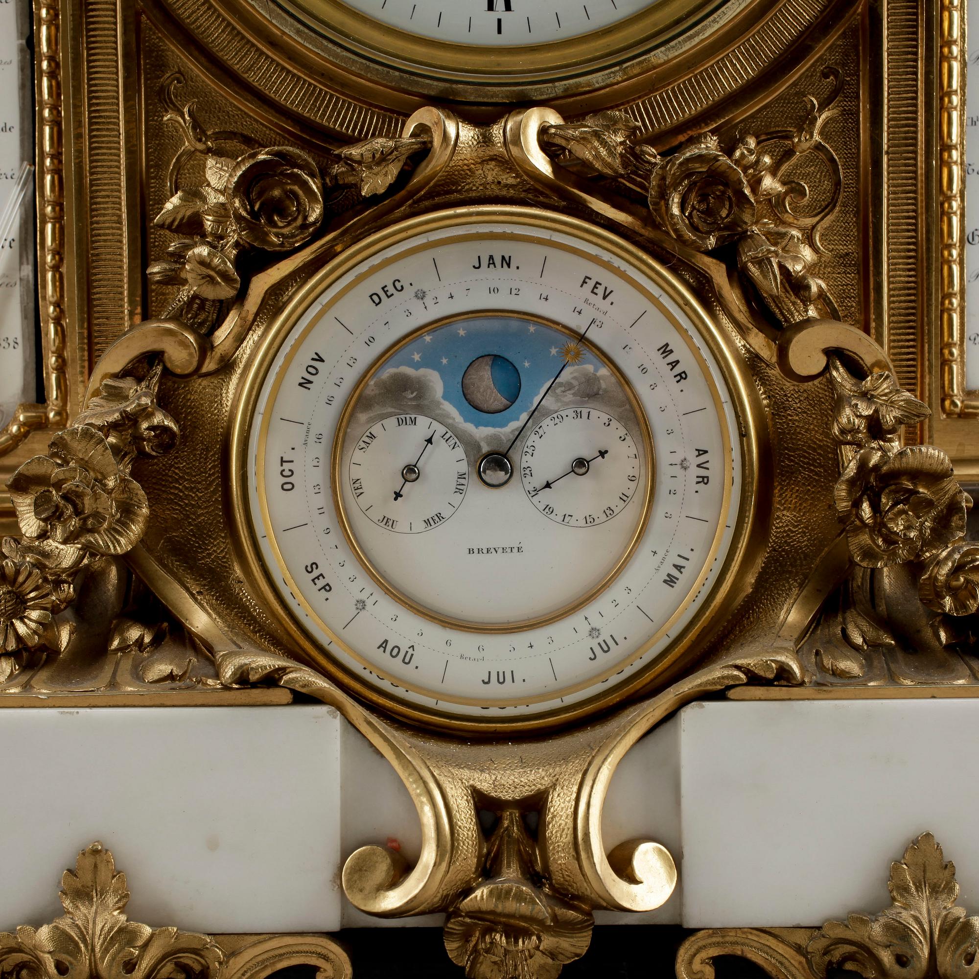 BORDSPENDYL, brons, Le Roy et Fils, Frankrike, 1800-talets andra hälft.