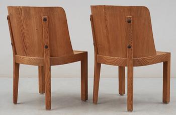 A pair of Axel Einar Hjorth stained pine 'Lovö' chairs by Nordiska Kompaniet, 1930's.