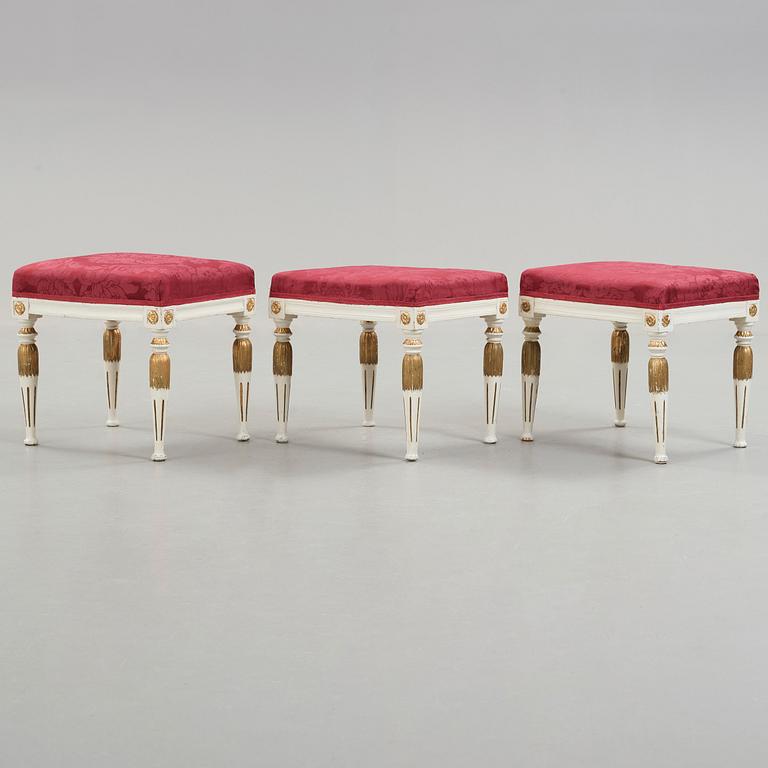 Three late Gustavian circa 1800 stools.