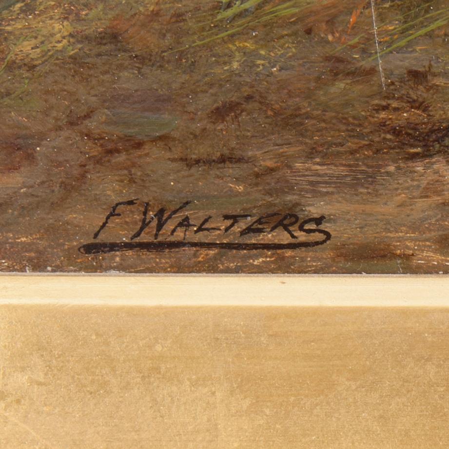 An oil on canvas signed F. Walters, England, 19th Century.