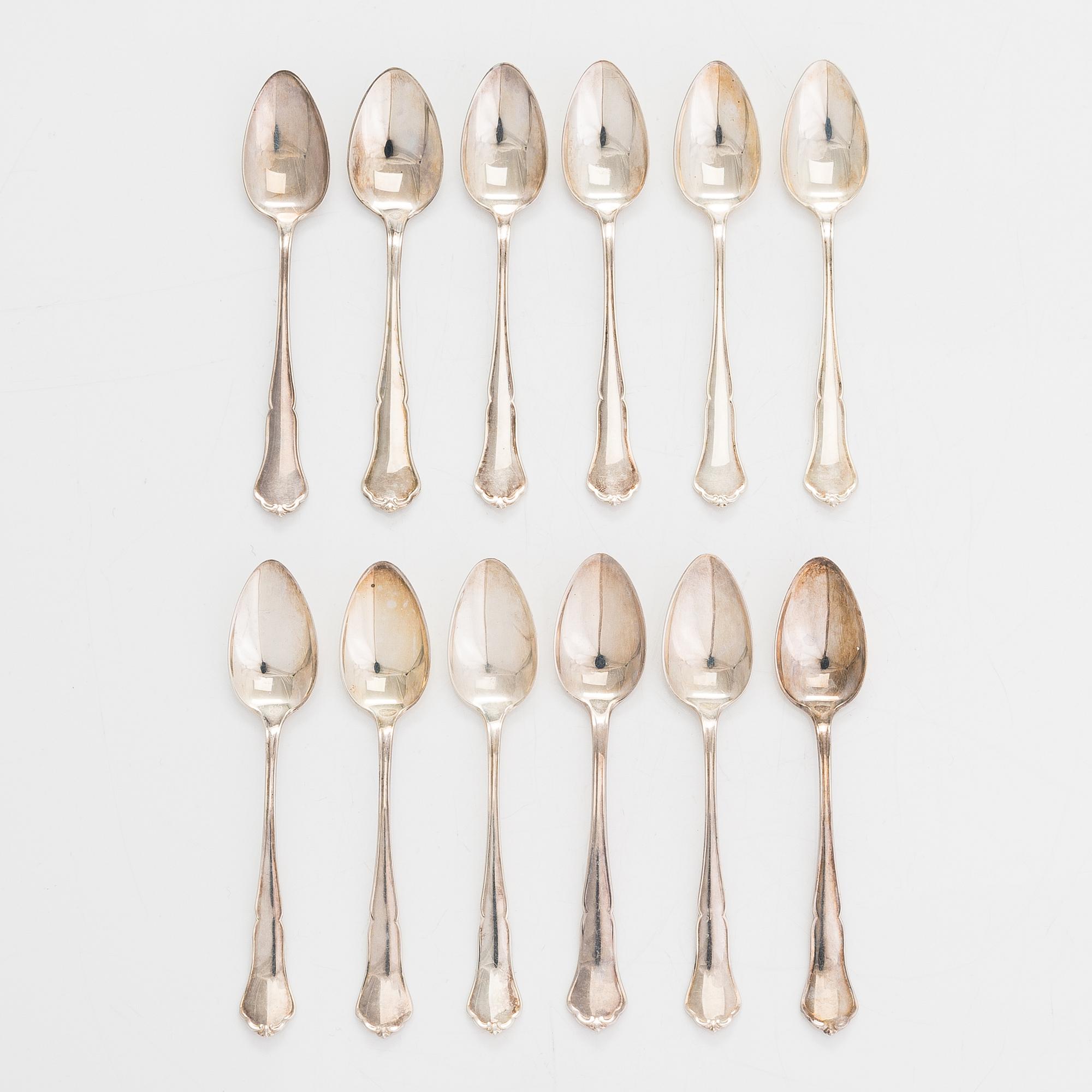 A 74-piece silver cutlery set, 'Chippendale', Kultakeskus, Hämeenlinna 1940-72.