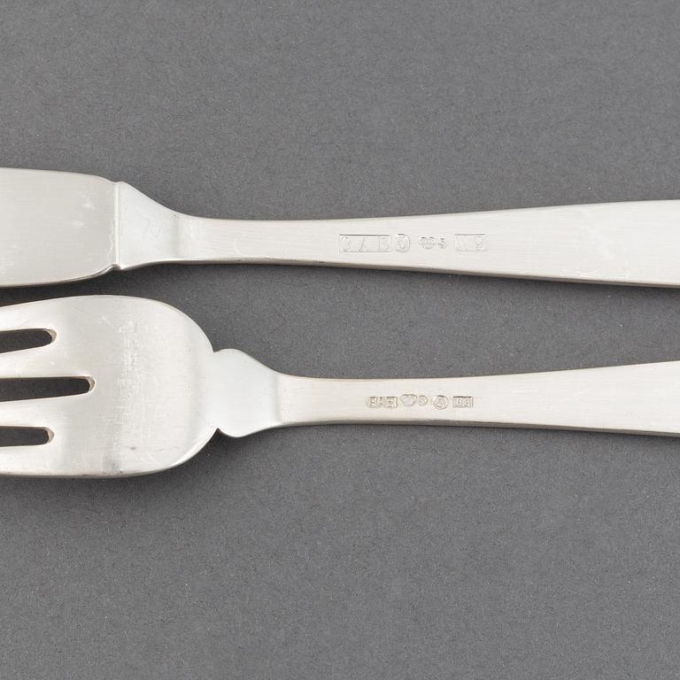 A set of 12+12 "Rosenholm" silver flatware, GAB, Stockholm, 1930s.