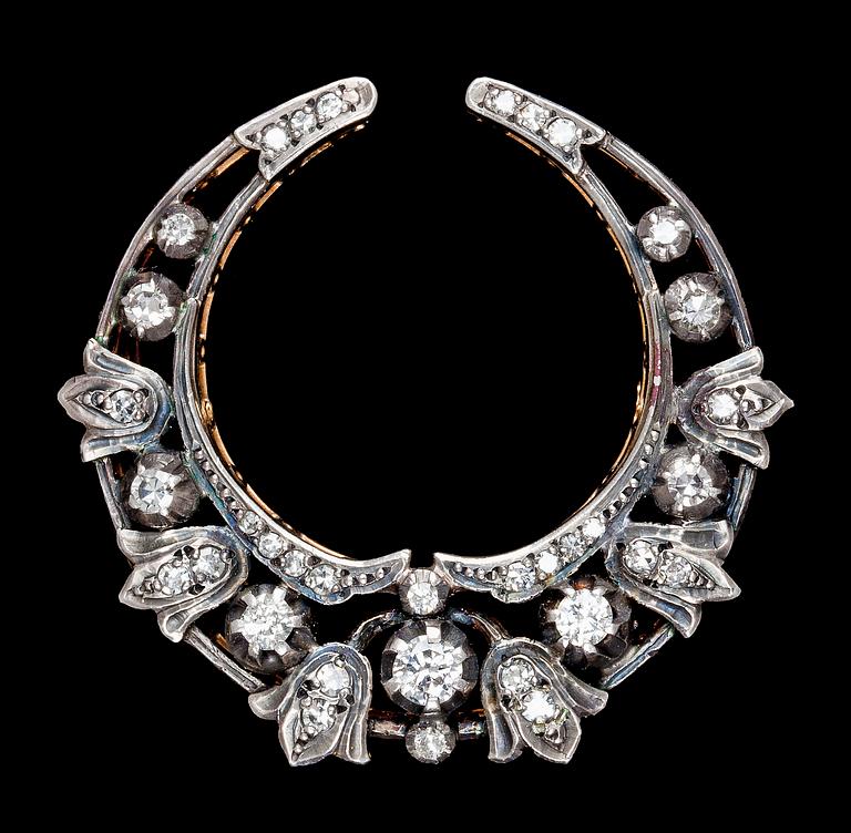 A diamond brooch, tot. app. 0.60 cts, 1954.