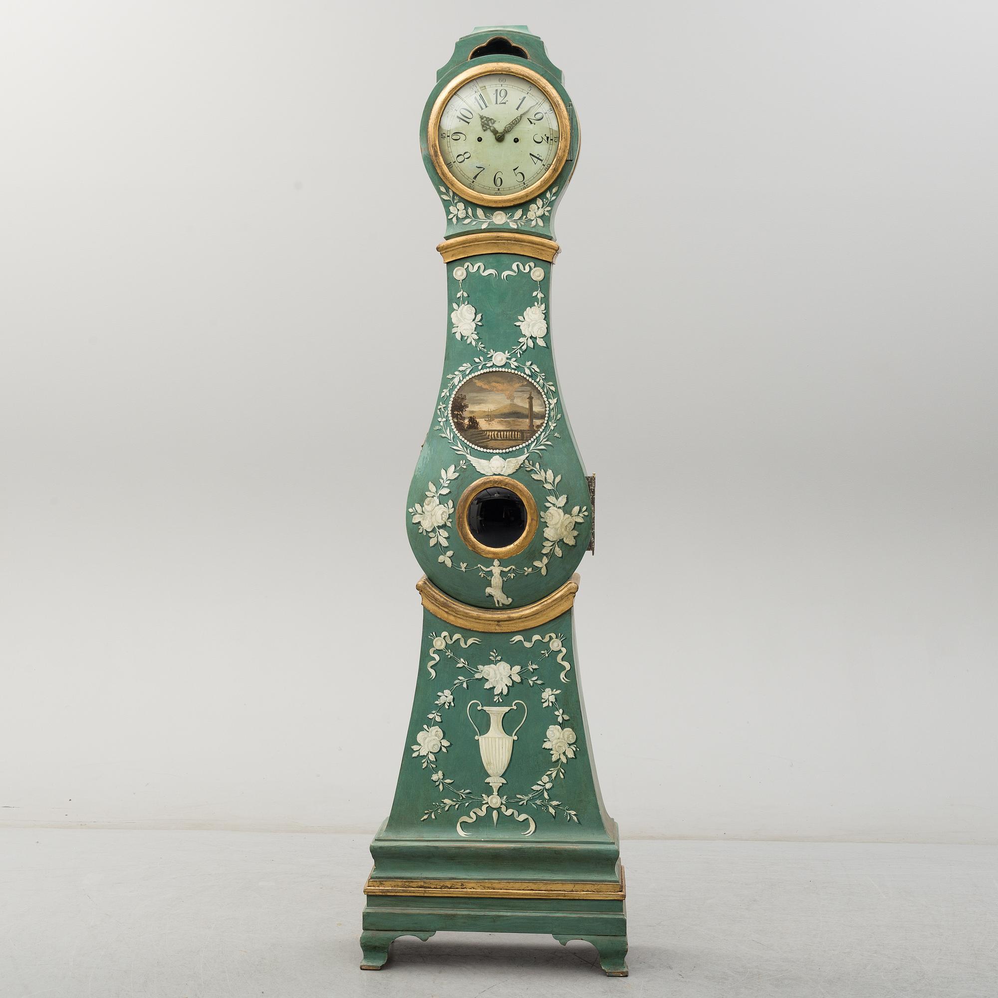 A Swedish Rococo longcase clock, second half of the 18th century.