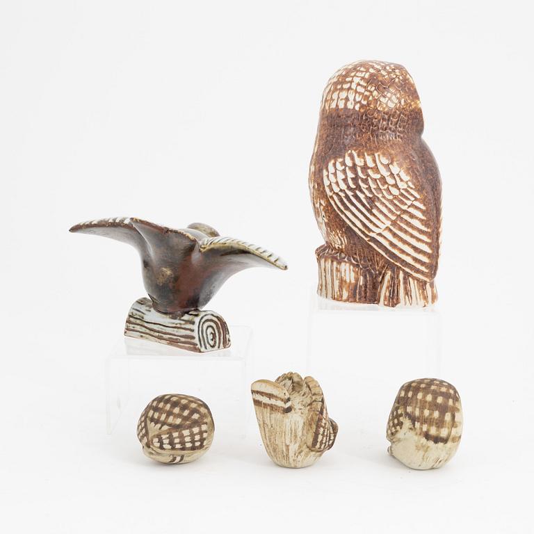 Sven Wejsfelt, two stoneware figurines and Edvard Lindahl, three figurines, Gustavsbergs studio.