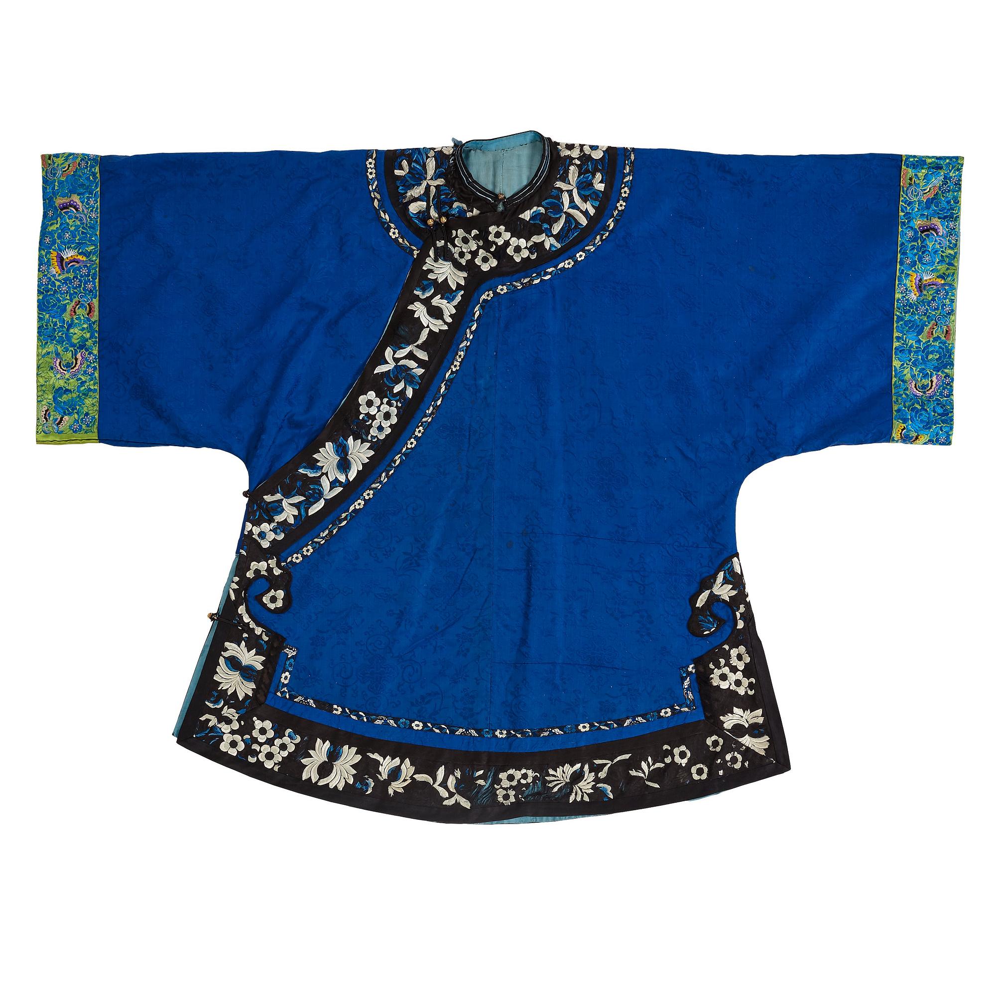 A Chinese embroidered silk robe, 1920's.