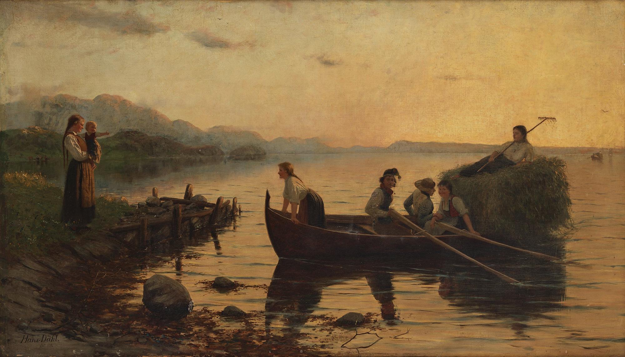 Hans Dahl, The hay boat is coming home.